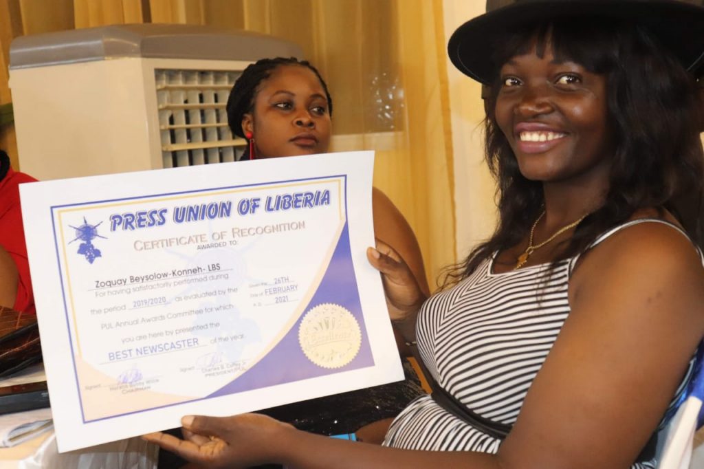 YAWC Network-Liberia Chapter ‘s Media Liaison Officer Wins Newscaster of the Year Award