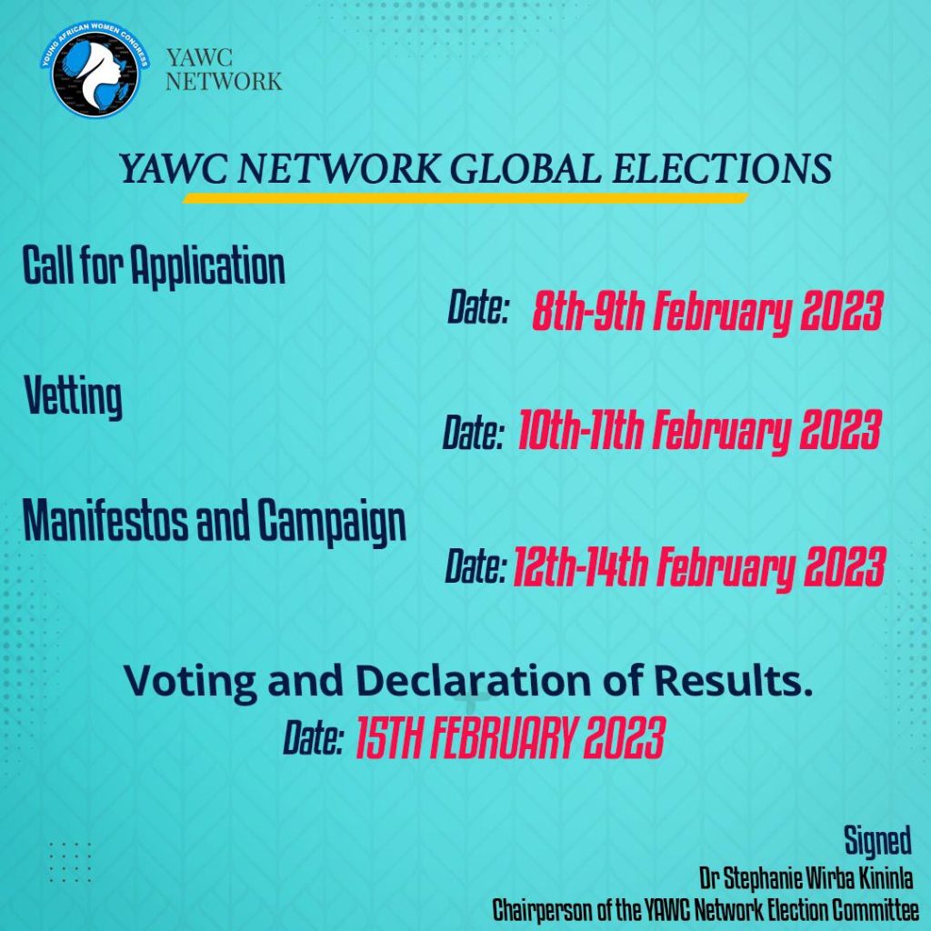 YAWC NETWORK ELECTIONS COMMITTEE RELEASES TIMETABLE FOR THE GLOBAL ELECTIONS OF THE ORGANISATION